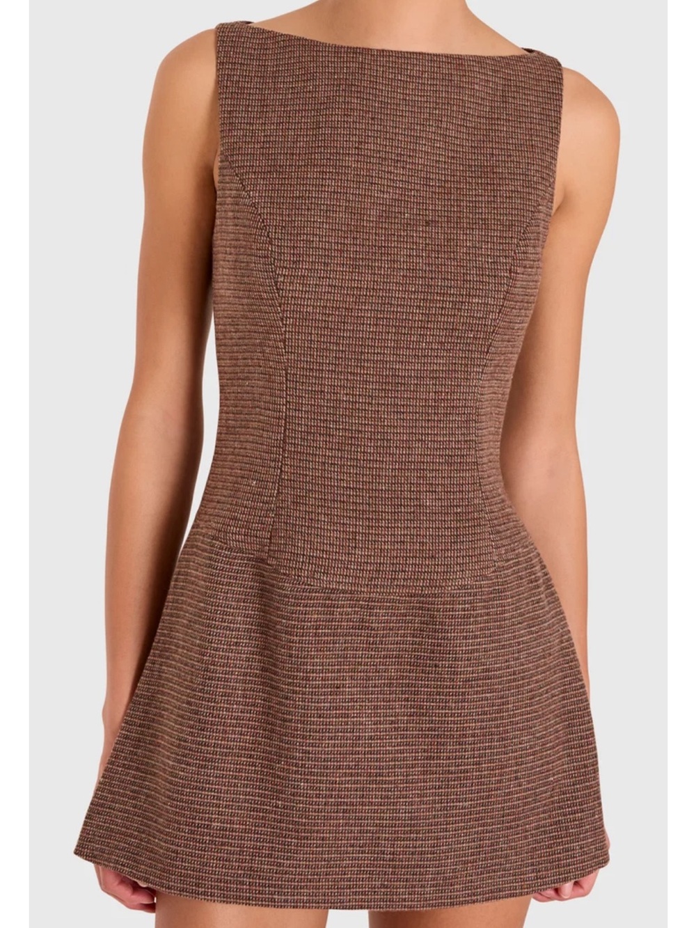 Amanda Uprichard Brown Textured Fit-and-Flare Dress